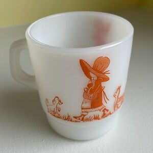 Vintage Holly Hobby Termocrisa milk glass mug